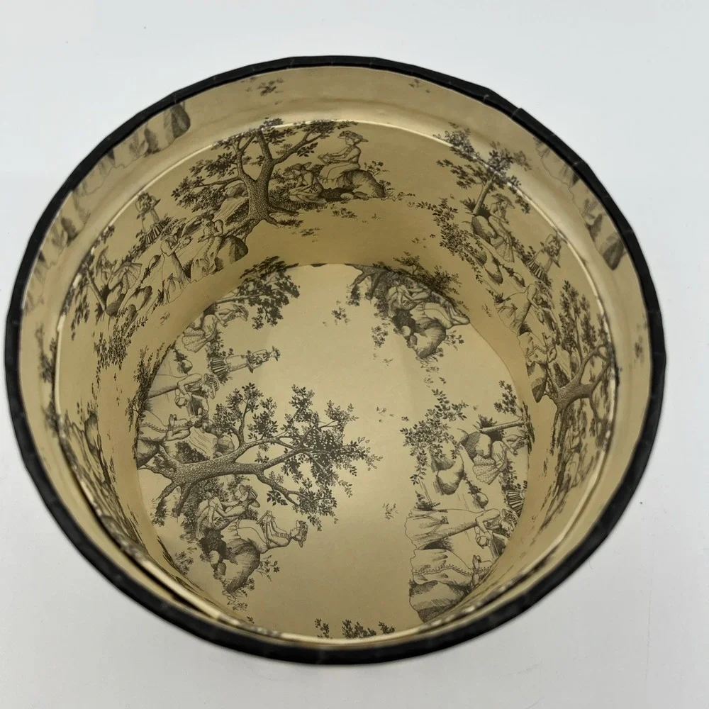 SANDY LYNAM CLOUGH LAURA Paper TRINKET BOX  BLACK STRIPES‎ ROSES 4
